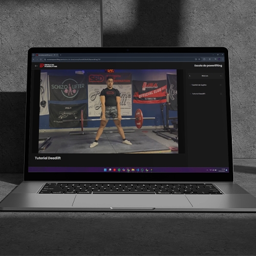 Interface com uma aula de Deadlift com o professor Lucas